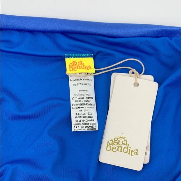 Agua Bendita Mila Aine solid tie bikini bottom blue adjustable swim new 3X - Picture 4 of 4